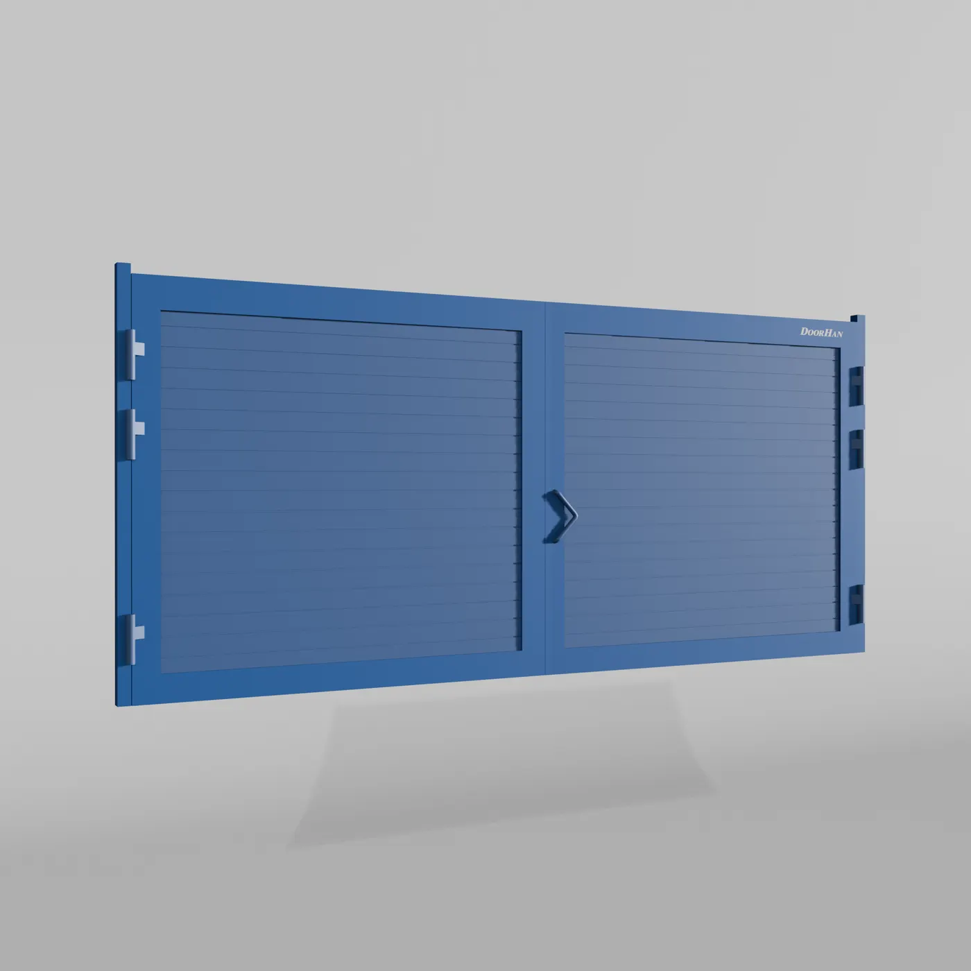 Распашные ворота DoorHan 3900х1500 цвета RAL 5005 (синий) с дизайном «доска» без автоматики